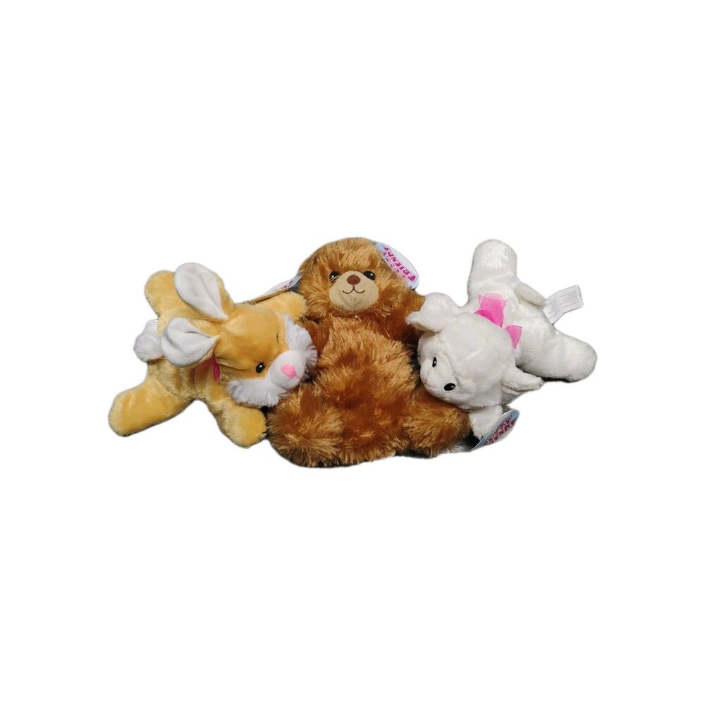 Greenbrier Lot Of 3 Fuzzy Friends Plush Stuffed Animals Rabbits, Teddy Bear